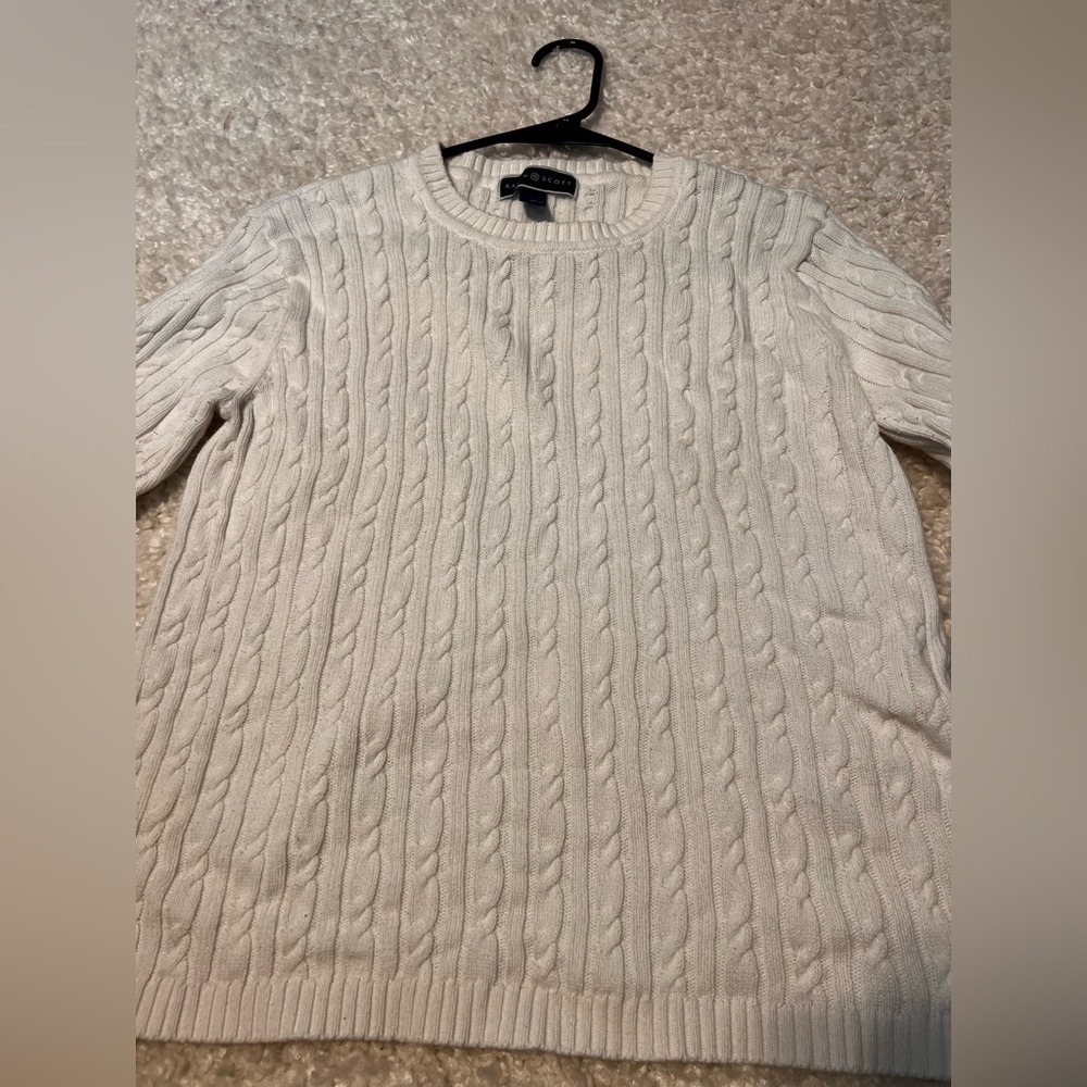 Karen Scott Cable Knit White Sweater - Medium - Picture 2 of 4